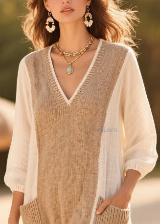 Art White Oversized Patchwork Cotton Day Dress Summer