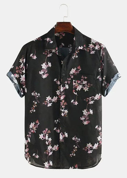 Art White Print Pockets Cotton Shirts Summer