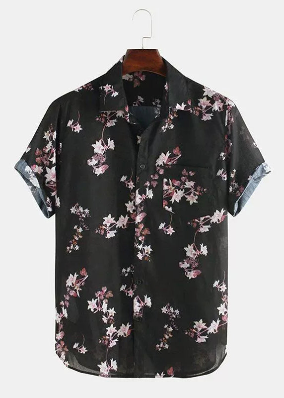 Art White Print Pockets Cotton Shirts Summer