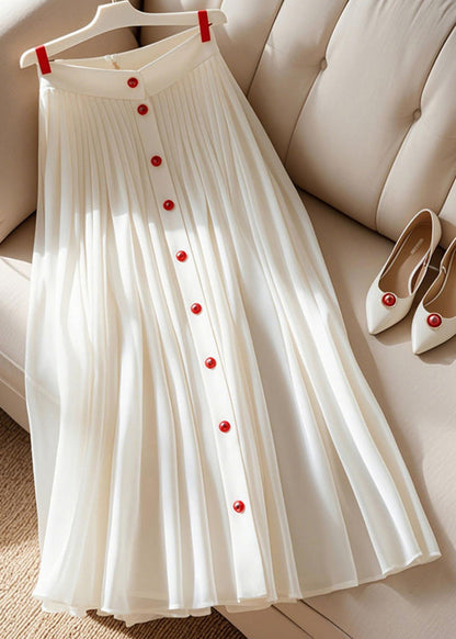 Art White High Waist Pleated Skirt Summer