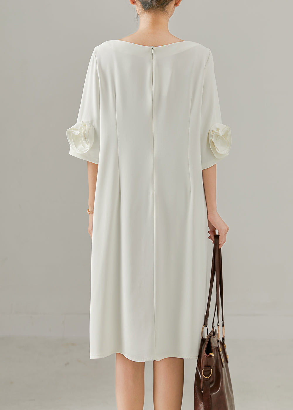 Art White Three-dimensional Chiffon Holiday Dress Summer