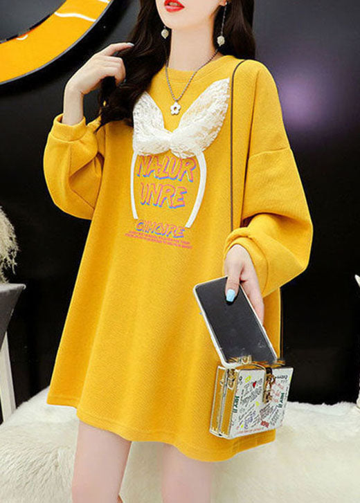 Art Yellow Graphic the Rabbit Wool Sweatshirt Street Wear Winter
