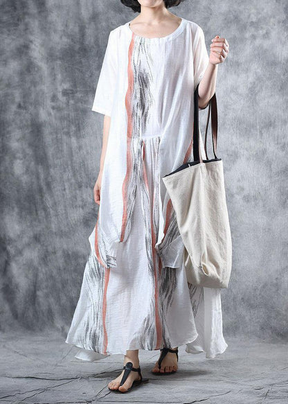 Art Asymmetric Chiffon Summer Robes Wardrobes White Dresses
