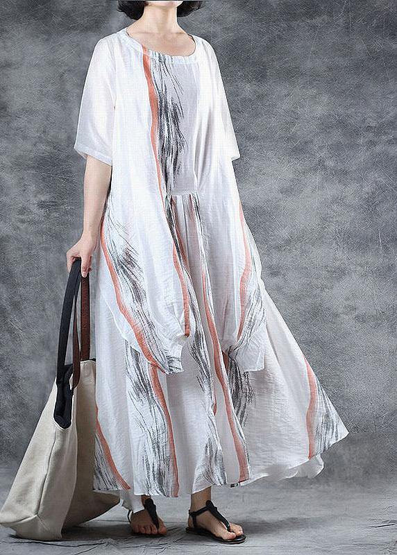 Art Asymmetric Chiffon Summer Robes Wardrobes White Dresses