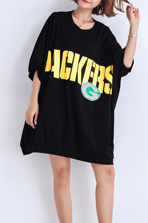 Art Black Cotton Blouse Outfits O Neck Batwing Sleeve Midi Summer Top