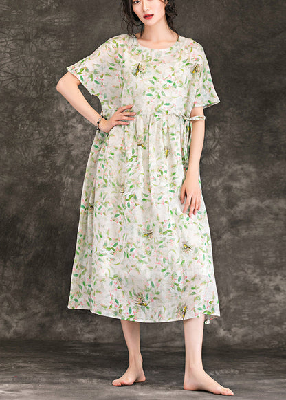 Art Linen Clothes for Boutique Shape O Neck Summer Dresses