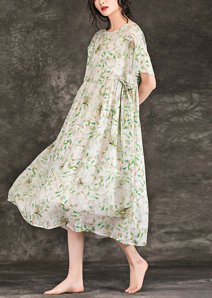 Art Linen Clothes for Boutique Shape O Neck Summer Dresses