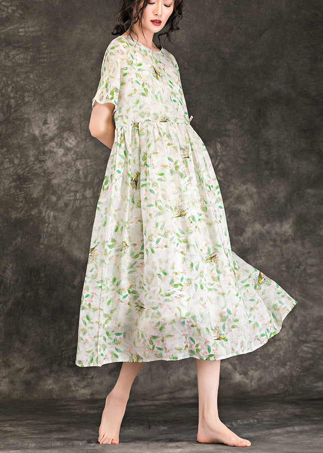 Art Linen Clothes for Boutique Shape O Neck Summer Dresses