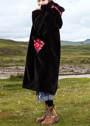 Art Hooded Fine Embroidery Clothes for Black Loose Jackets