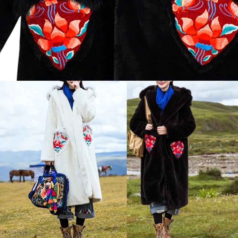 Art Hooded Fine Embroidery Clothes for Black Loose Jackets