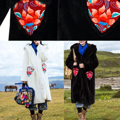 Art Hooded Fine Embroidery Clothes for Black Loose Jackets