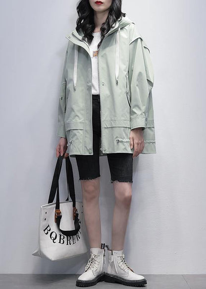 Art Hooded Letter Coats Green Coats