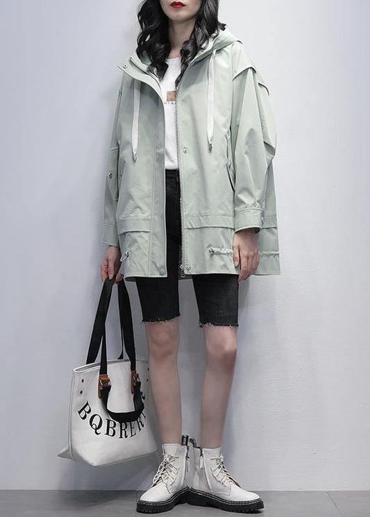 Art Hooded Letter Coats Green Coats
