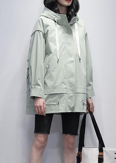 Art Hooded Letter Coats Green Coats