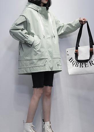 Art Hooded Letter Coats Green Coats