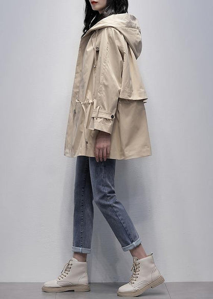 Art Khaki Trench Coat Tutorials Hooded Drawstring Outwears