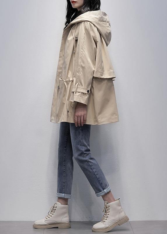 Art Khaki Trench Coat Tutorials Hooded Drawstring Outwears