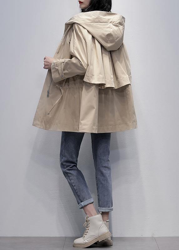 Art Khaki Trench Coat Tutorials Hooded Drawstring Outwears