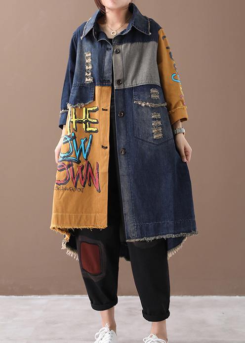 Art Lapel Hole Fine Spring Coats Yellow Letter Clothing Jackets