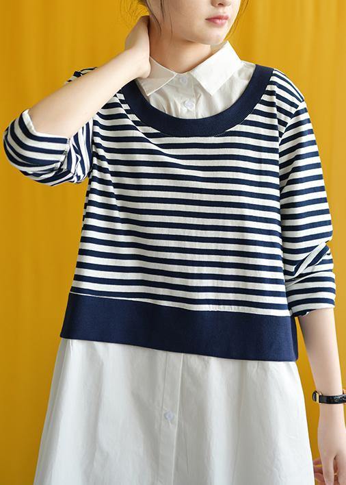 Art Lapel False Two Pieces Cotton Dress Silhouette Inspiration White Dress Fall