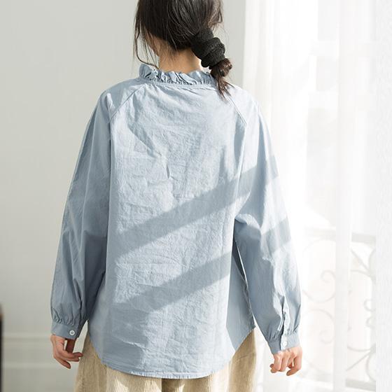 Art Light Blue Cotton Clothes for Wardrobes Ruffles Clothing Top
