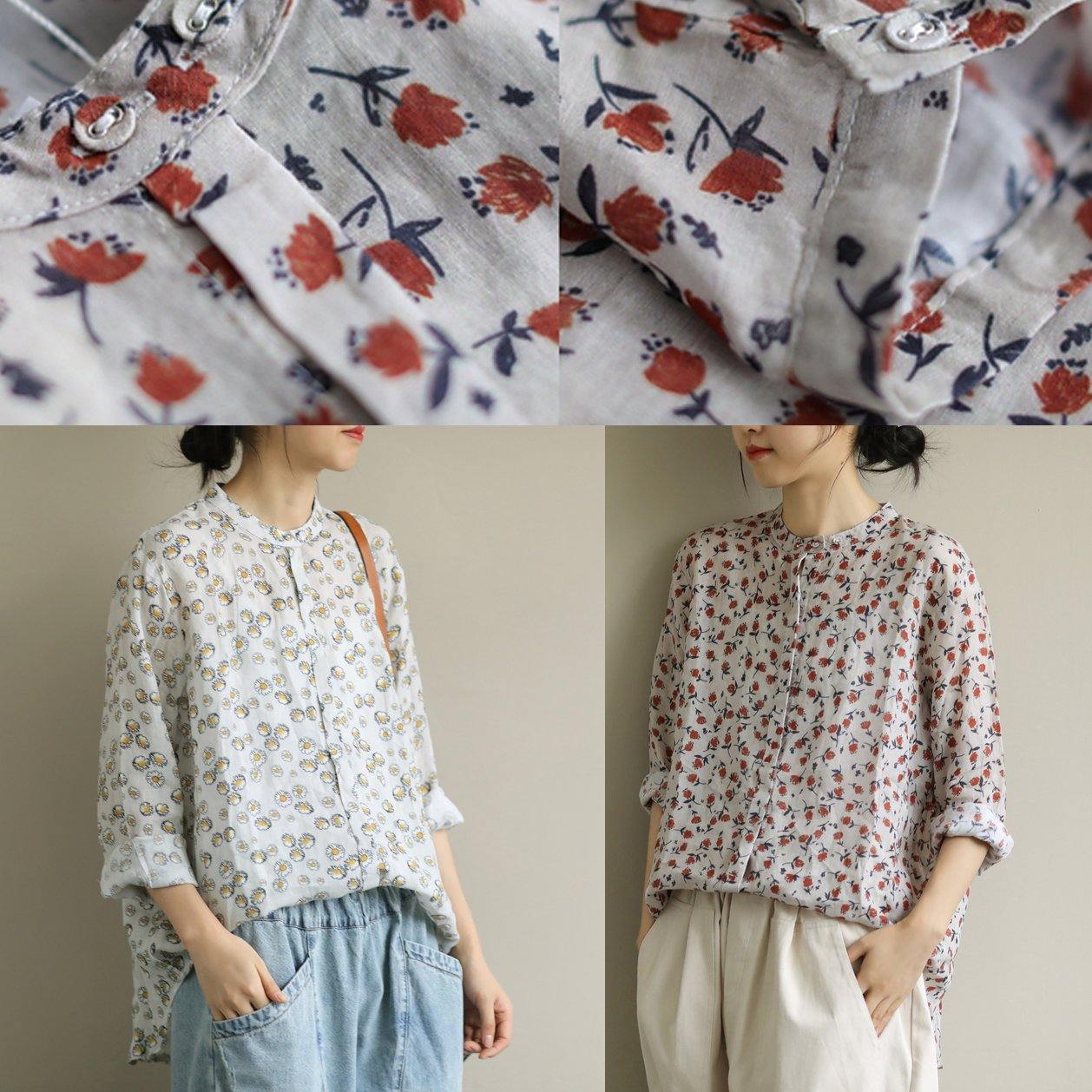 Art o neck Button Down shirts Work Outfits yellow print shirts