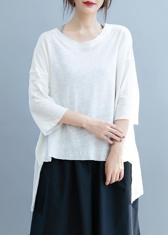 Art O Neck Asymmetric Shirts Ideas White Top