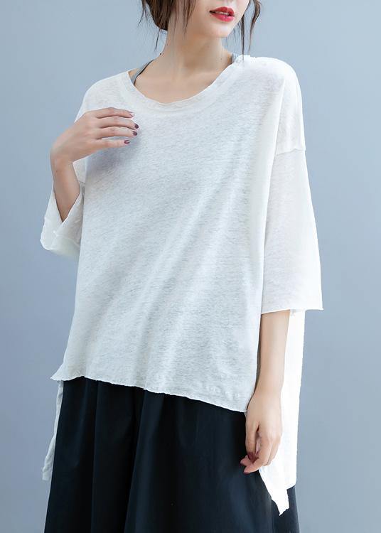 Art O Neck Asymmetric Shirts Ideas White Top