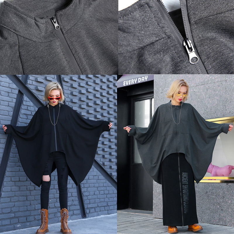 Art O Neck Extra Large Hem Cotton Wardrobes Gray Loose Tops