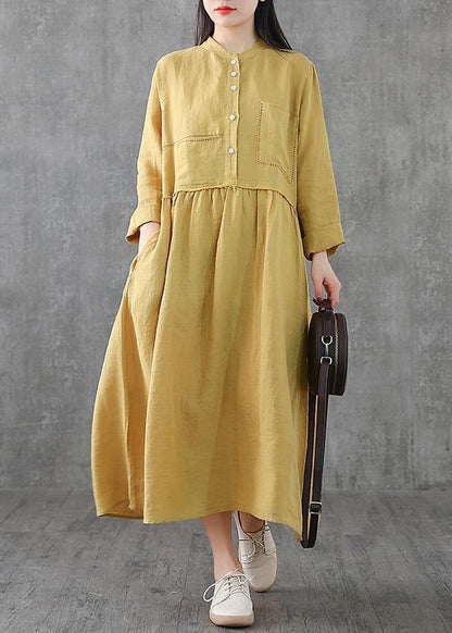 Art O Neck Patchwork Linen Wardrobes Sewing Red Dresses Spring
