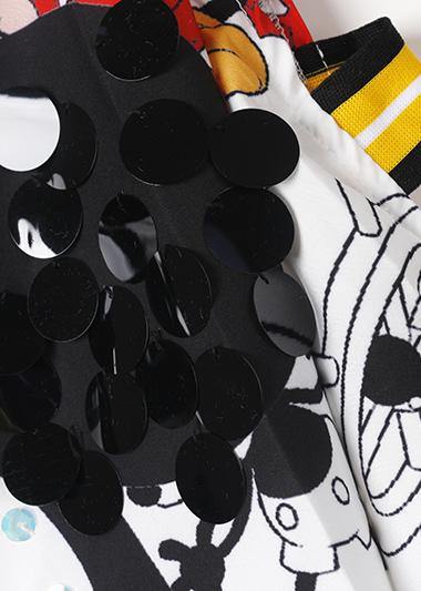 Art Off the Shoulder Cotton Blouse Work Outfits White Cartoon Print Top Summer