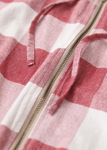 Art Red White Plaid Fine Clothes Shape Hooded Coat