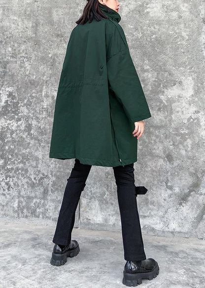 Art Stand Collar Pockets Fine Clothes for Army Green Knee Jackets
