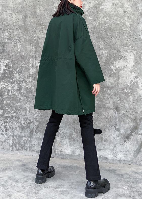 Art Stand Collar Pockets Fine Clothes for Army Green Knee Jackets
