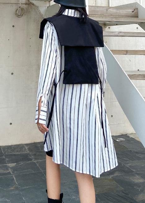 Art Striped Clothes Lapel Button Down Dresses Long Shirt
