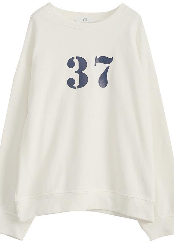 Art White Cotton Shirts Alphabet Prints Clothing Fall Shirt