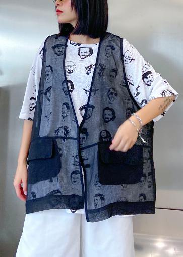 Art White Prints Cotton Clothes Short Sleeve Wild Oversized Summer Tops