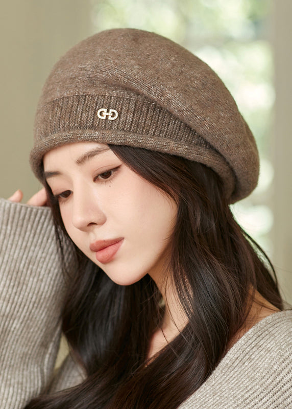 Autumn and Winter Beige Warm Versatile Woolen Beret Hat