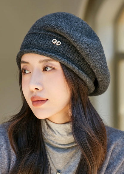 Autumn and Winter Beige Warm Versatile Woolen Beret Hat