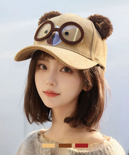 Autumn and Winter Light Camel Woolen Baseball Cap Hat