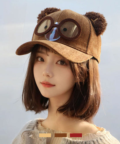 Autumn and Winter Light Camel Woolen Baseball Cap Hat