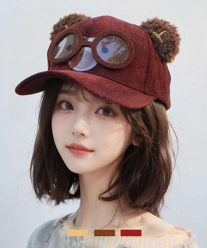 Autumn and Winter Light Camel Woolen Baseball Cap Hat