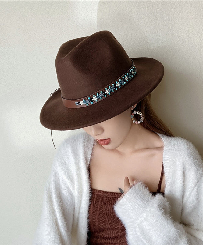 Autumn and Winter New Style Coffee Colored Wool Cowboy Hat
