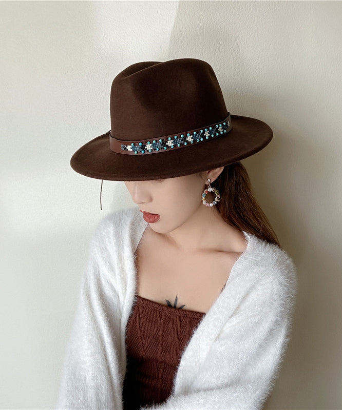 Autumn and Winter New Style Coffee Colored Wool Cowboy Hat