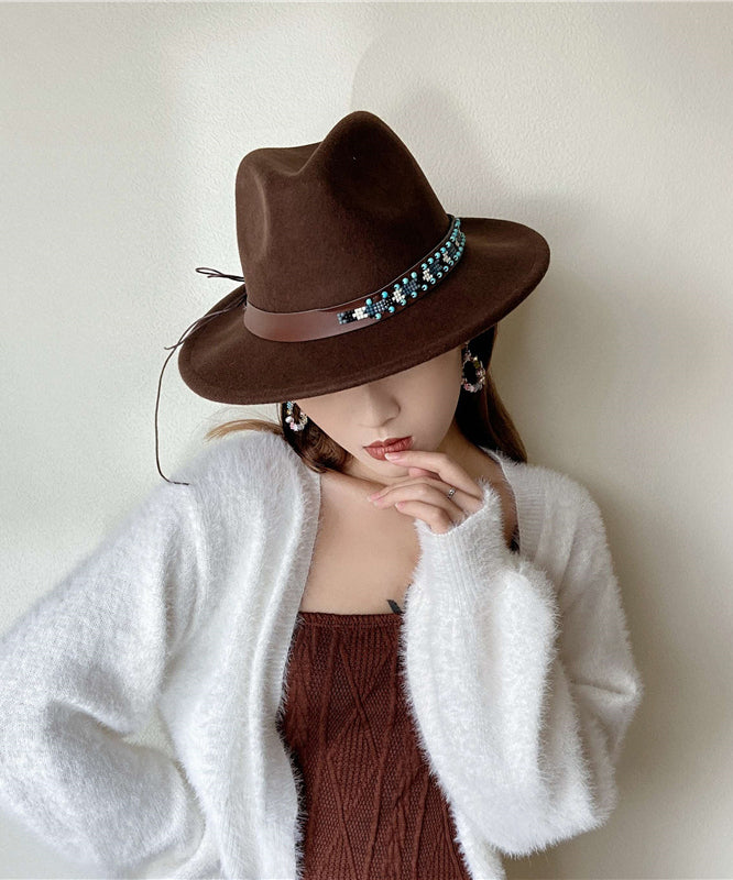 Autumn and Winter New Style Coffee Colored Wool Cowboy Hat