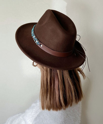 Autumn and Winter New Style Coffee Colored Wool Cowboy Hat