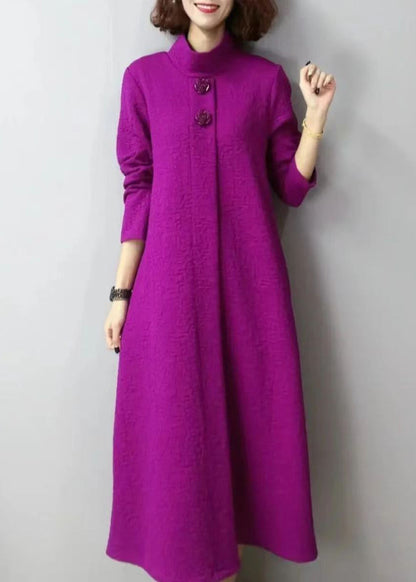 Autumn and Winter New Green Thick Turtleneck Jacquard Dress