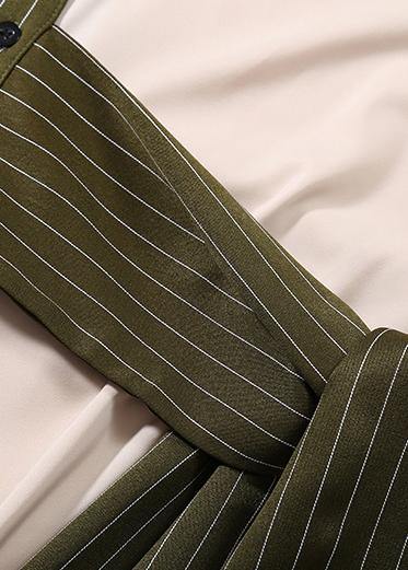 Autumn Asymmetrical Shirt Dress Long Sleeve Striped Sashes Stylish Robe