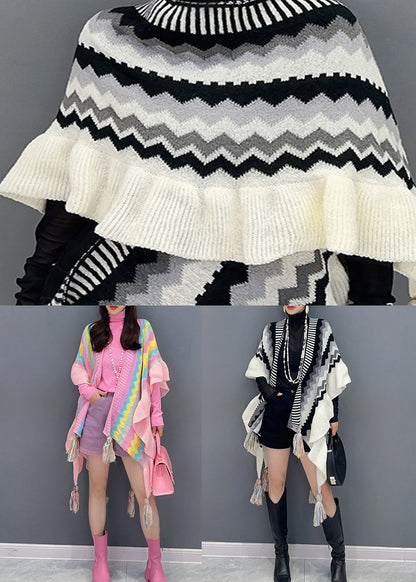 Autumn New Versatile Pink Knitted Tasseled Shawl