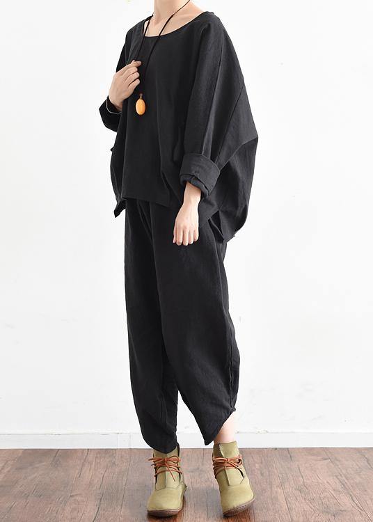 Fall New Black Two-piece Suit Loose Large Size Blouse Tooling Pants